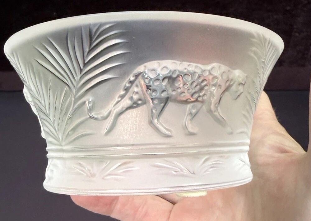 LALIQUE Jungle Collection Extremely Rare Jaguar Votive Dish Marked! Wow!
